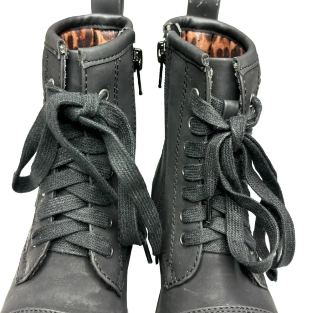 SO American Heritage Ivy Boots‎ Black Girls Size 12 Side Easy Zip Combat Boots